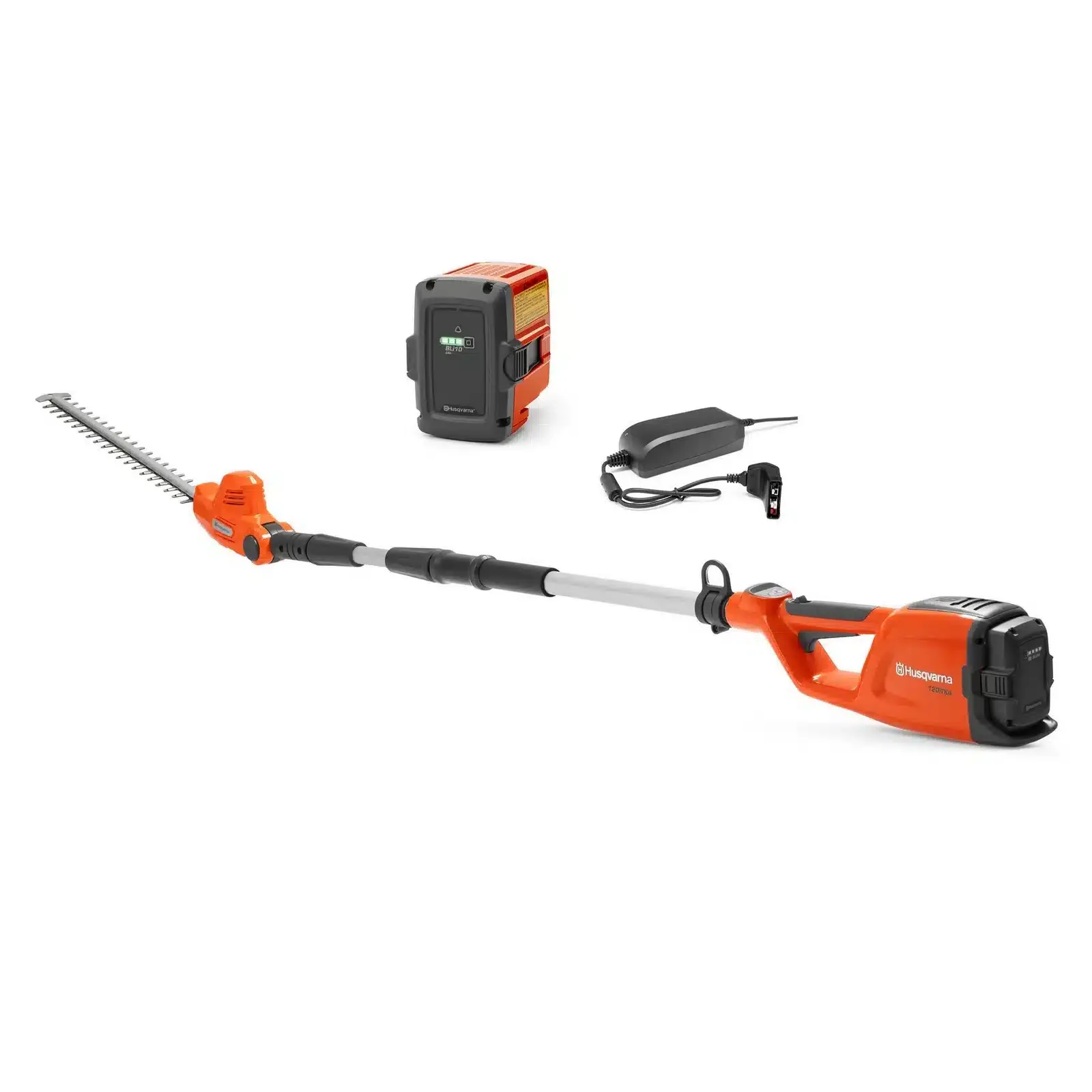 Combi sur perche à batterie HUSQVARNA – 120iTK4-H (pack avec tête taille-haie, batterie BLI 10 ou 40-B70 et chargeur QC 80)