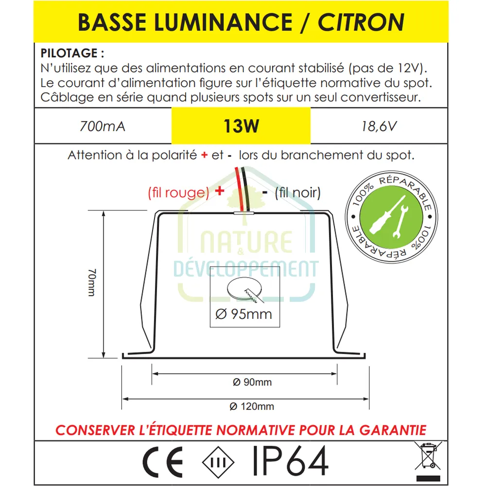 LED encastrable fixe 13W gamme CITRON – Image 6