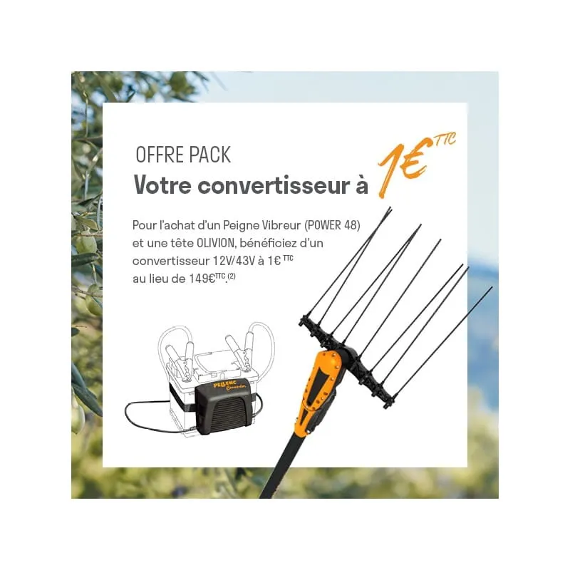 OFFRE Pack PELLENC Power P48 – T220/300 + tête OLIVION SOLO + convertisseur